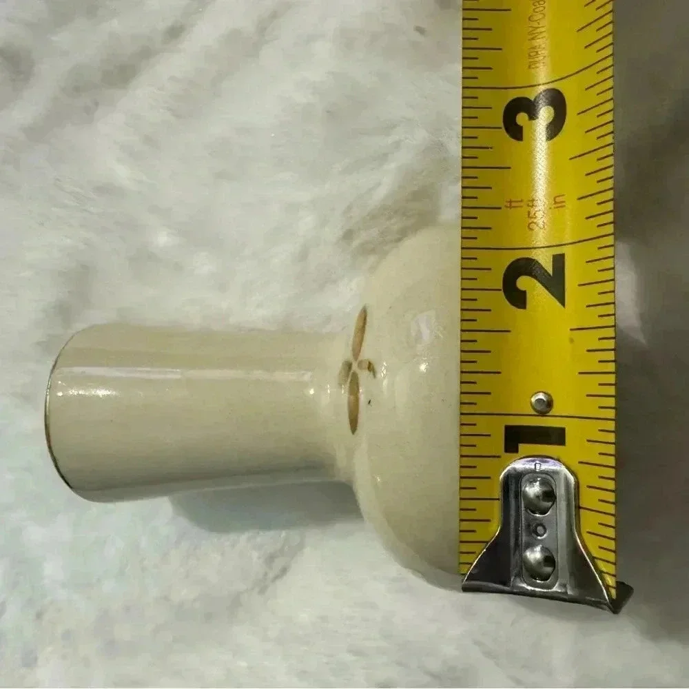Vintage MCM Ceramic Cream & Gold Floral Handpainted Small Vase 70’s 80’s Fun